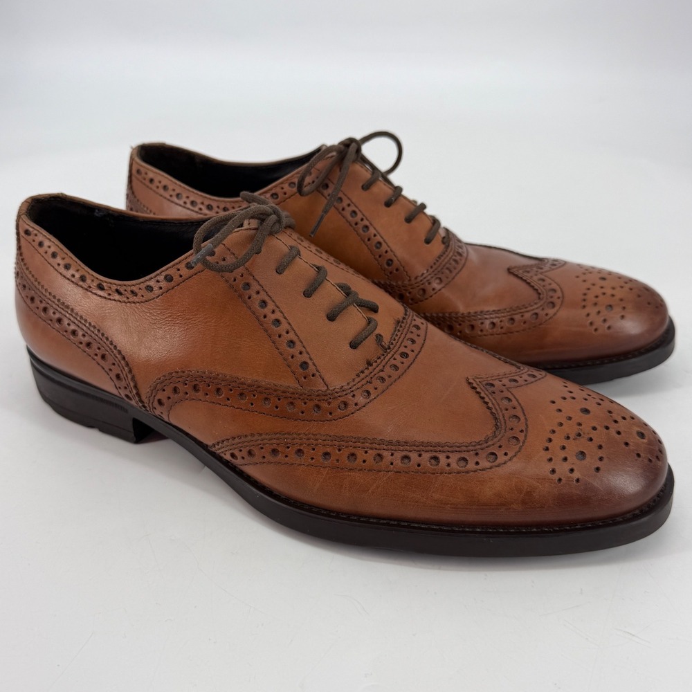 To Boot New York Jasper Brown Leather Wingtip Oxford Shoes Mens 10 M Italy